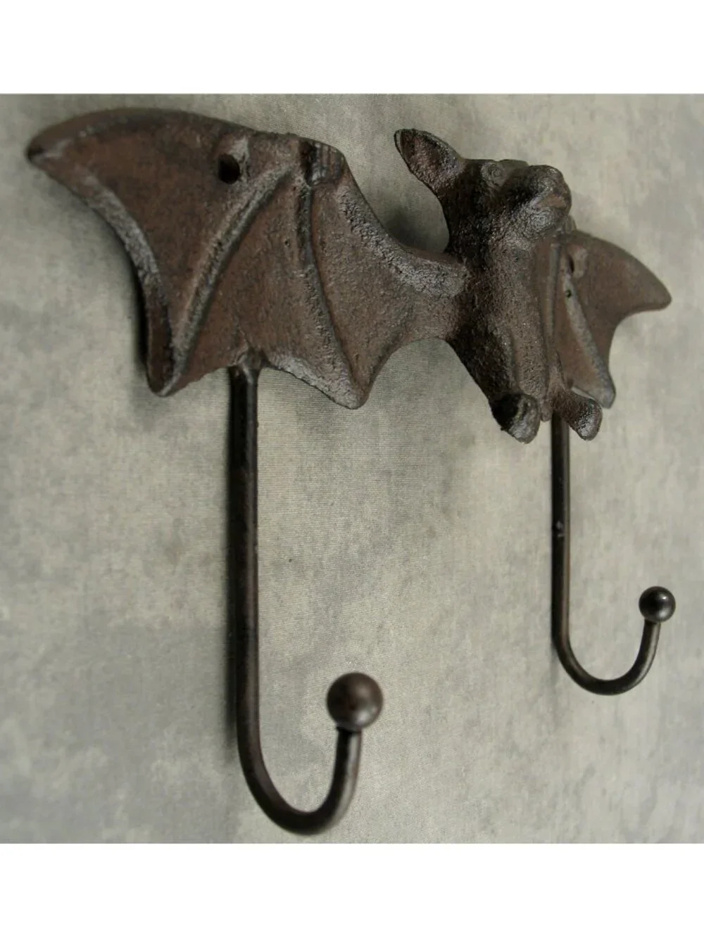 Sturdy Gothic Bat Antique Style Double Wall Hook New